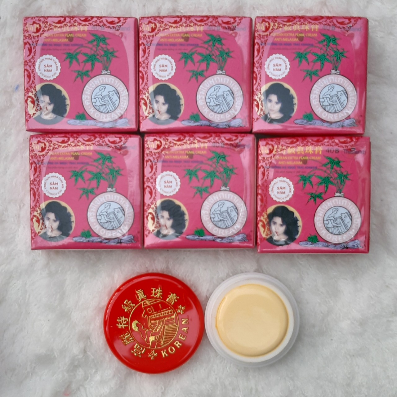 [06hộp] Kem nám Sâm hồng dưỡng trắng ngọc trai Hàn Quốc Golden Korean Extra Pearl Cream Anti Melasma 5g