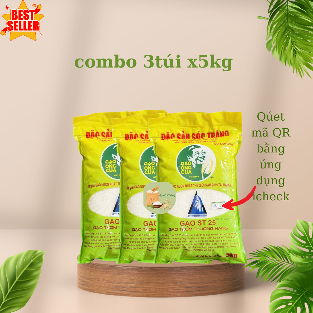 compo 15kg gạo st25 ông cua có tem check mã vạch
