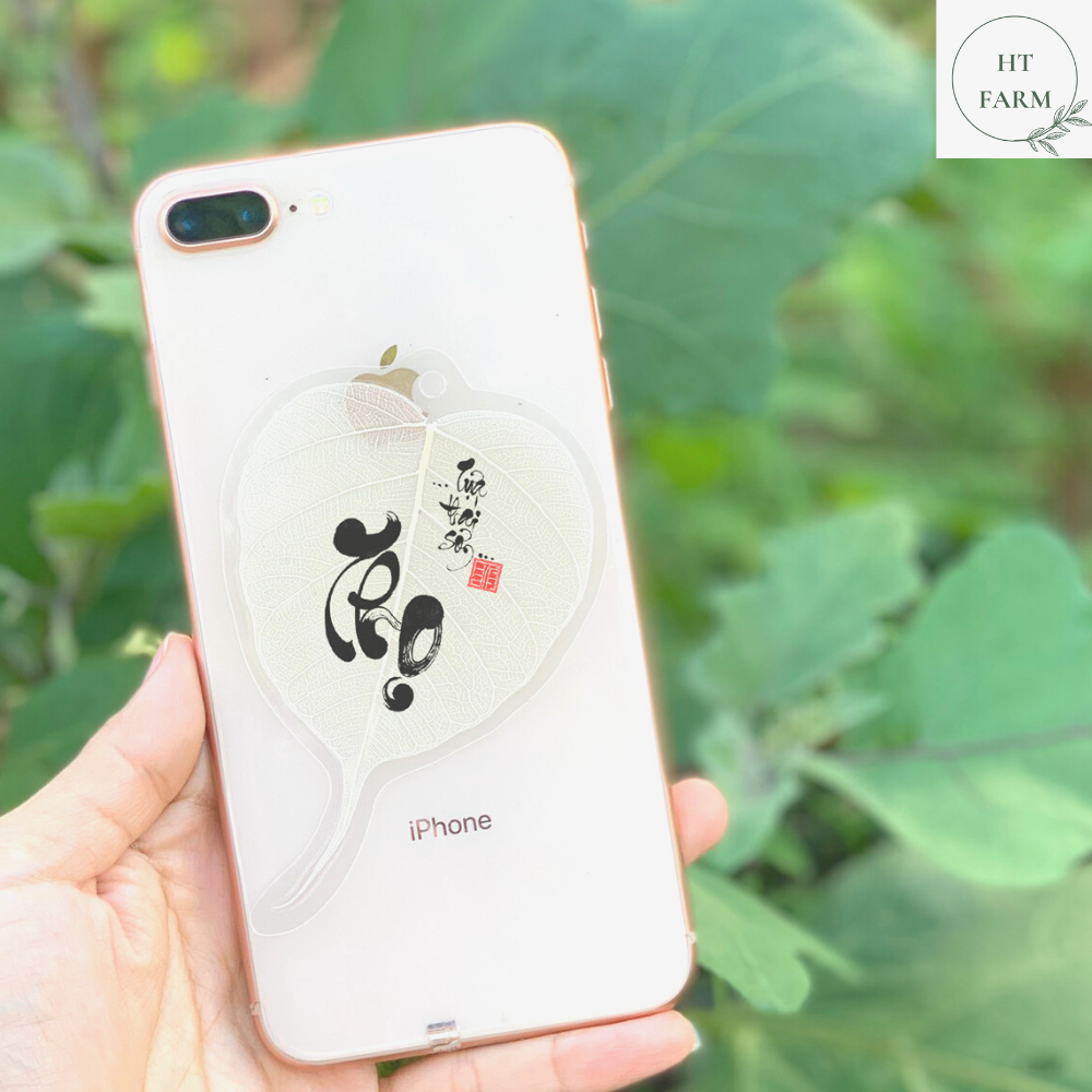 Lá Bồ Đề thư pháp - chữ Thọ (Cầu Bình An – Tài Lộc – May mắn, Ốp điện thoại, Hàng loại 1)