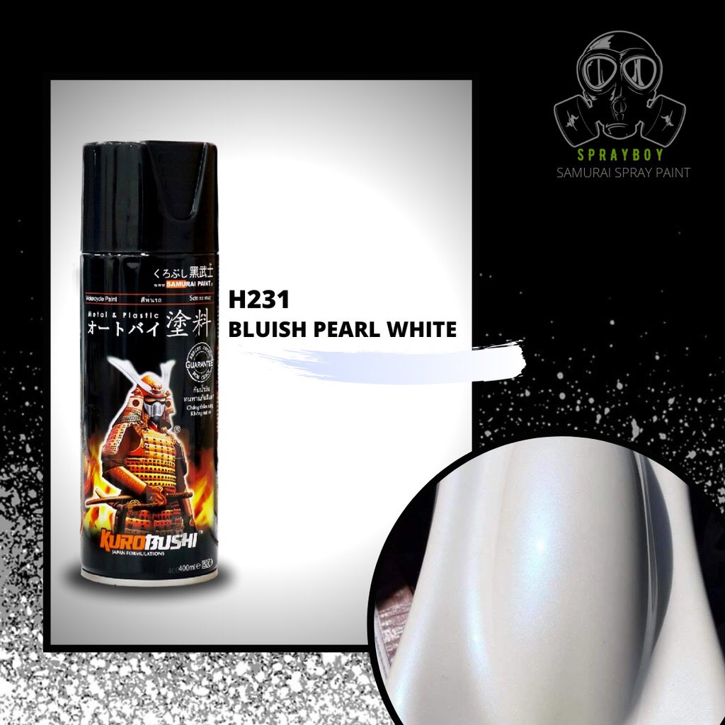 Chai sơn xịt Samurai màu trắng ánh xanh H231 400ml