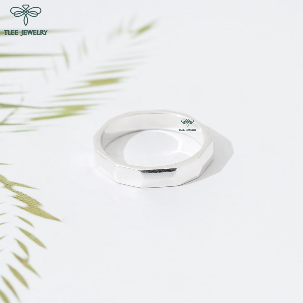 Nhẫn bạc TLEE đa giác dày dặn basic TleeJewelry A0276
