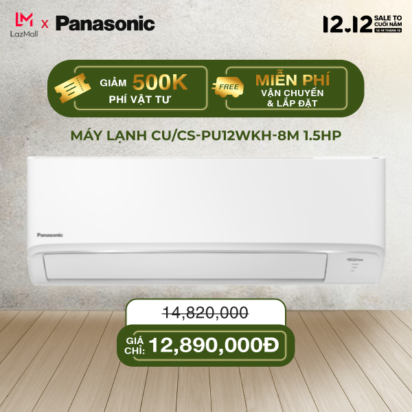 Máy lạnh Panasonic CU/CS-PU12WKH-8M - Một chiều - Inverter tiêu chuẩn