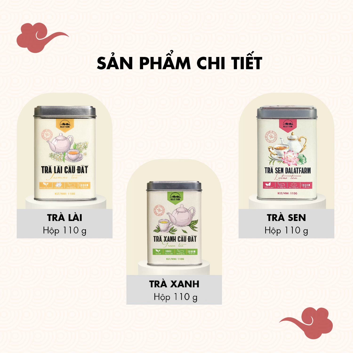 Hộp Quà Tết An Khang (Trà Lài - Trà Sen - Trà Xanh)