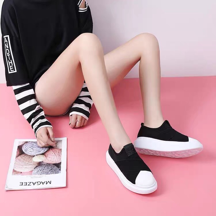 Freeship Giày lười nữ dây chéo độn đế 4cm mẫu mới siêu hot