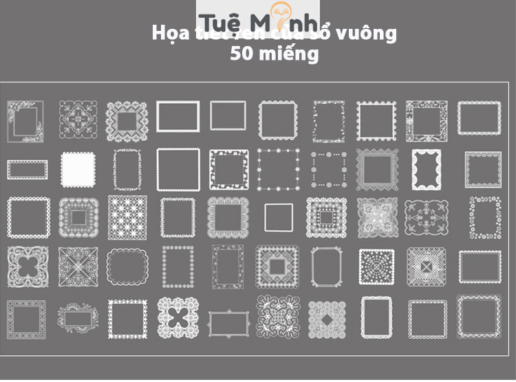 Hộp 50 sticker ren vintage/ hành tinh Tuệ Minh STI07, sticker trong suốt trang trí bullet journal, album
