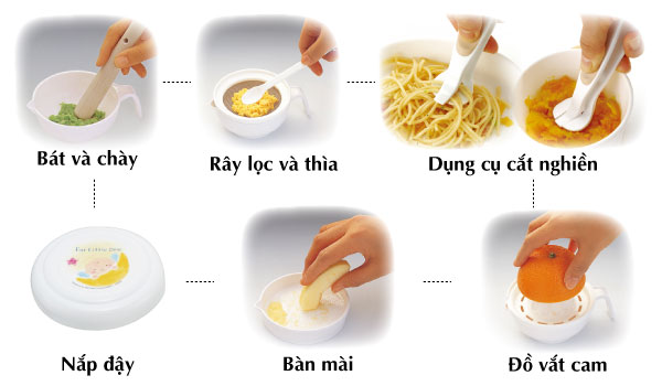 Bộ chế biến ăn dặm kiểu Nhật Richell - 8 món