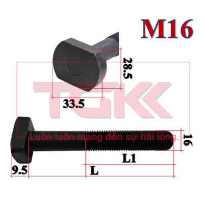Bu lông chữ T thép 8.8 M16