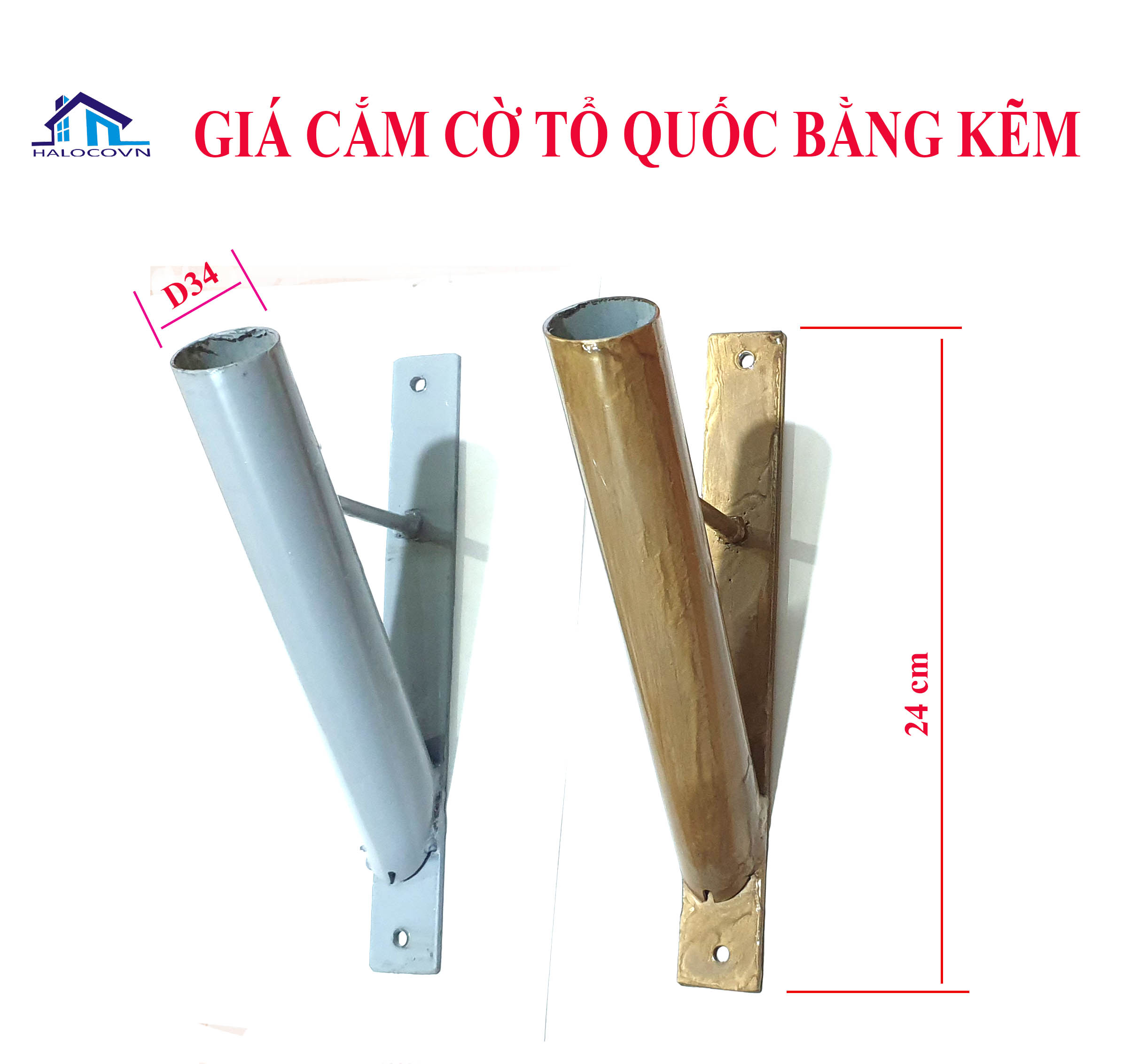 Giá cắm cờ bằng sắt mạ kẽm phi 34