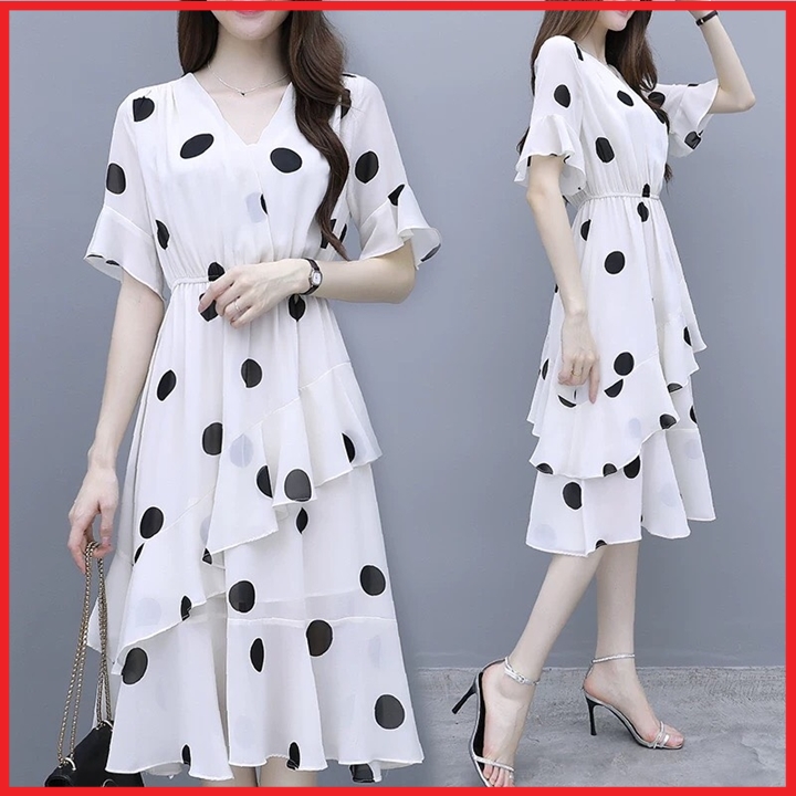 [HCM]ĐẦM CHẤM BI TẦNG NỮ TÍNH A5 ĐỦ SIZE SMLXLXXL