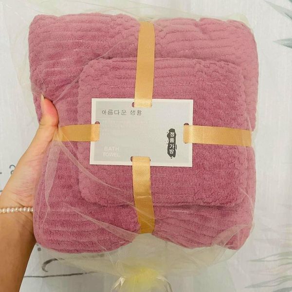 Sét 2 khăn tắm lông cừu mềm mịn siêu thấm hút (khăn tắm+ khăn mặt)
