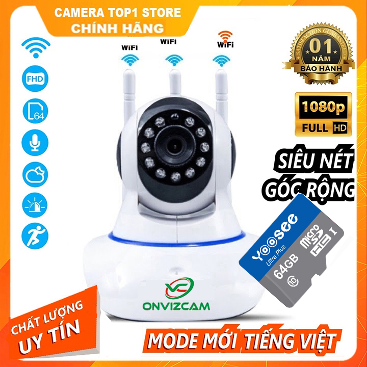 TRI ÂN KH-HOÀN TIỀN 8% Camera CARECAM 3 AnTen Full HD 2.0Mpx 1080p Xoay