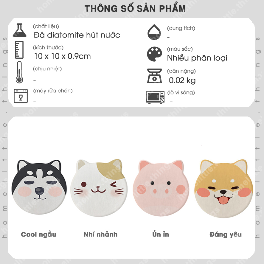 Miếng lót ly cốc bằng đá hút nước