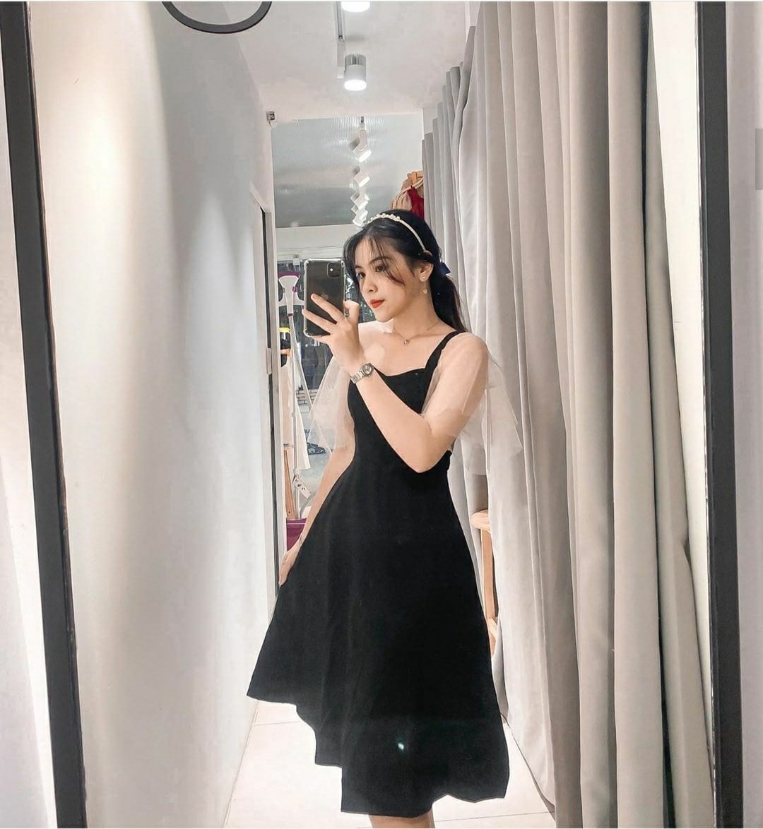 ĐẦM DÁNG XÒE TAY PHỐI LƯỚI SIÊU XINH