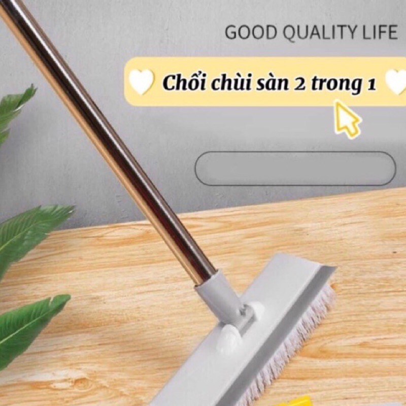 Cây chà sàn nhà tắm cán dài Pulito chổi gạt nước 2 đầu xoay 180 độ dễ dàng điều chỉnh độ dài, Cây chà sàn làm sạch nhà tắm 2 trong 1 thông minh tiện lợi