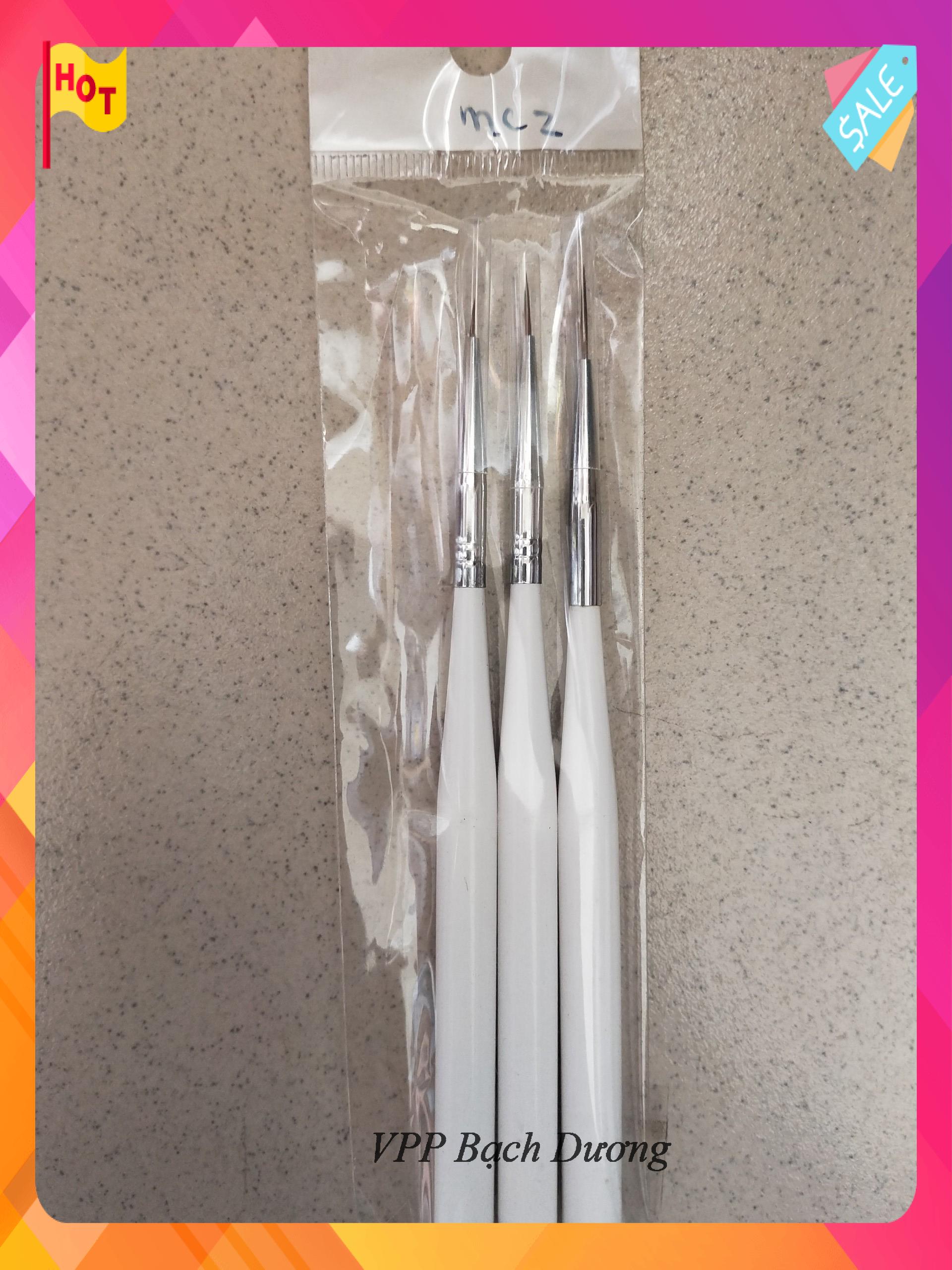 Cọ vẽ nét - 3 cây trắng - cọ tỉa - cọ nail