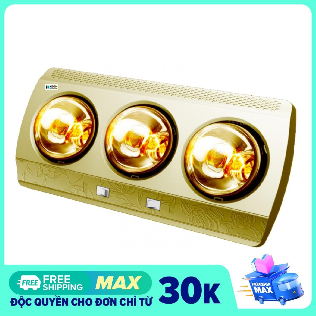Đèn sưởi nhà tắm 3 bóng km, đèn sưởi km 3 bóng ấm áp + tặng kèm 2 khăn tắm nhật 1m4 cao cấp