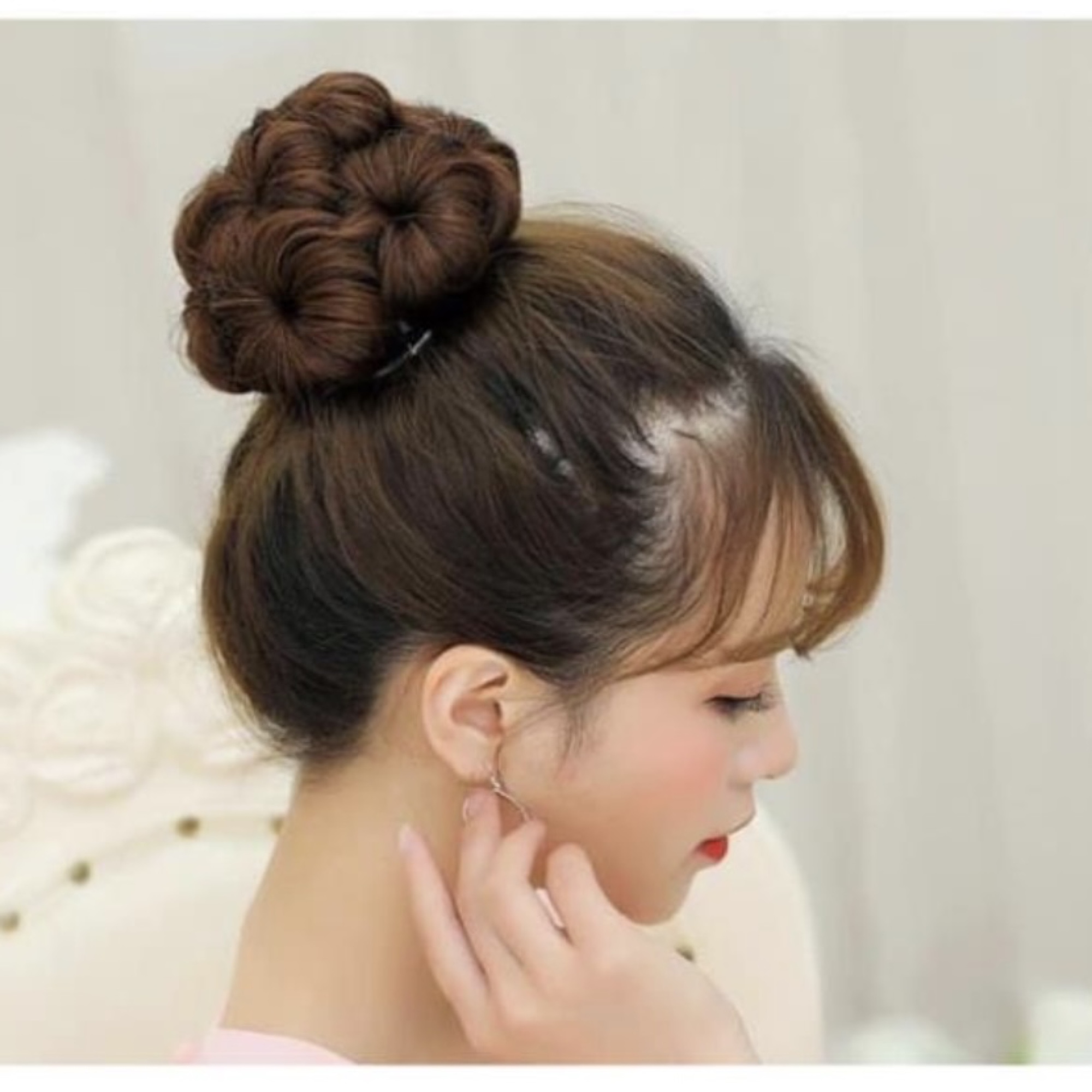 Tóc giả búi tròn cao cấp - TÓC BÚI