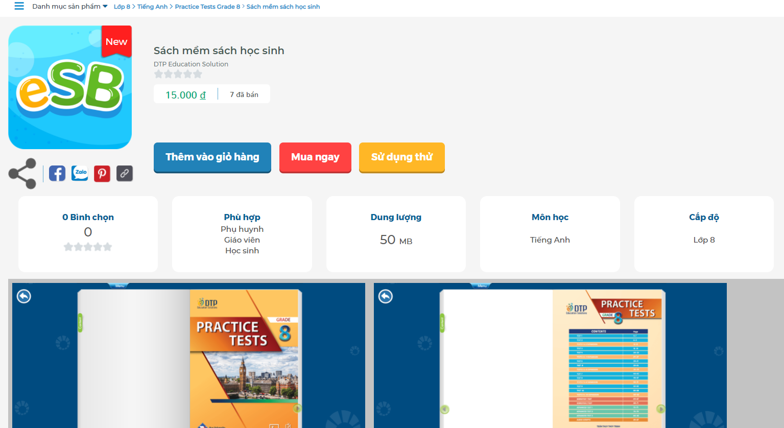 [E-BOOK] Practice Tests Grade 8 Sách mềm sách học sinh