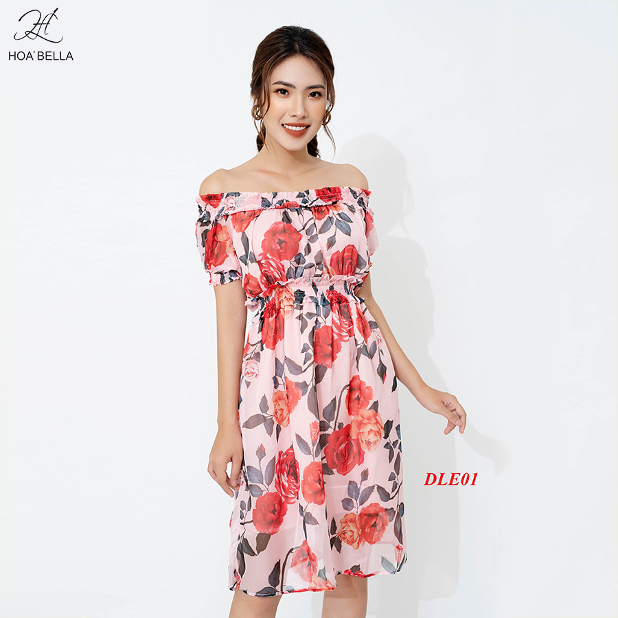Đầm Liền HOABELLA Voan Hoa Cao Cấp DLE01