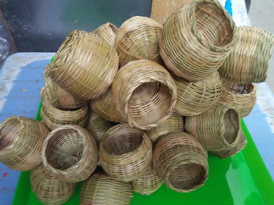 Combo 5 Cóng tre đựng kê, lúa cho cu gáy 6 cm