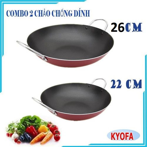 [HÀNG CÔNG TY-GIÁ GỐC] COMBO 2 CHẢO CHỐNG DÍNH SÂU LÒNG SIZE 26CM VÀ 20 CM, CHẢO CHIÊN CHỐNG DÍNH AN TOÀN SỨC KHỎE