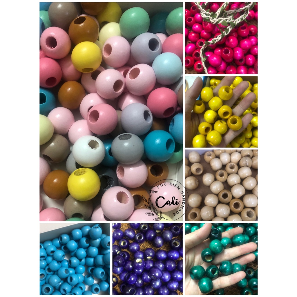 Hạt gỗ tròn size 20mm làm Macrame, handmade