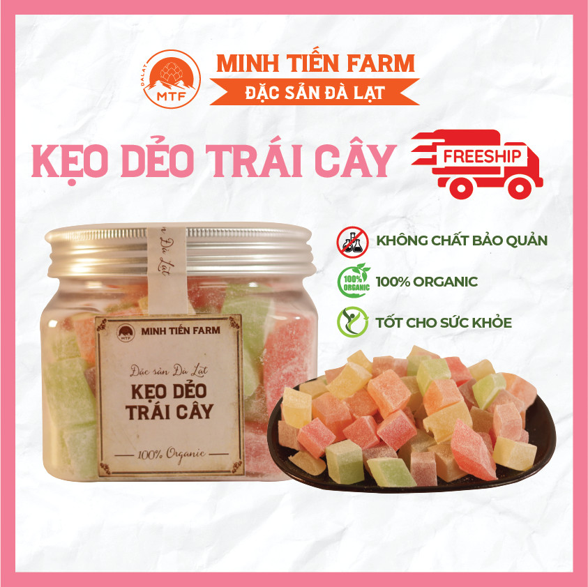 Kẹo dẻo trái cây Đà Lạt, thập cẩm, hộp 200gr-350gr, Minh Tiến Farm