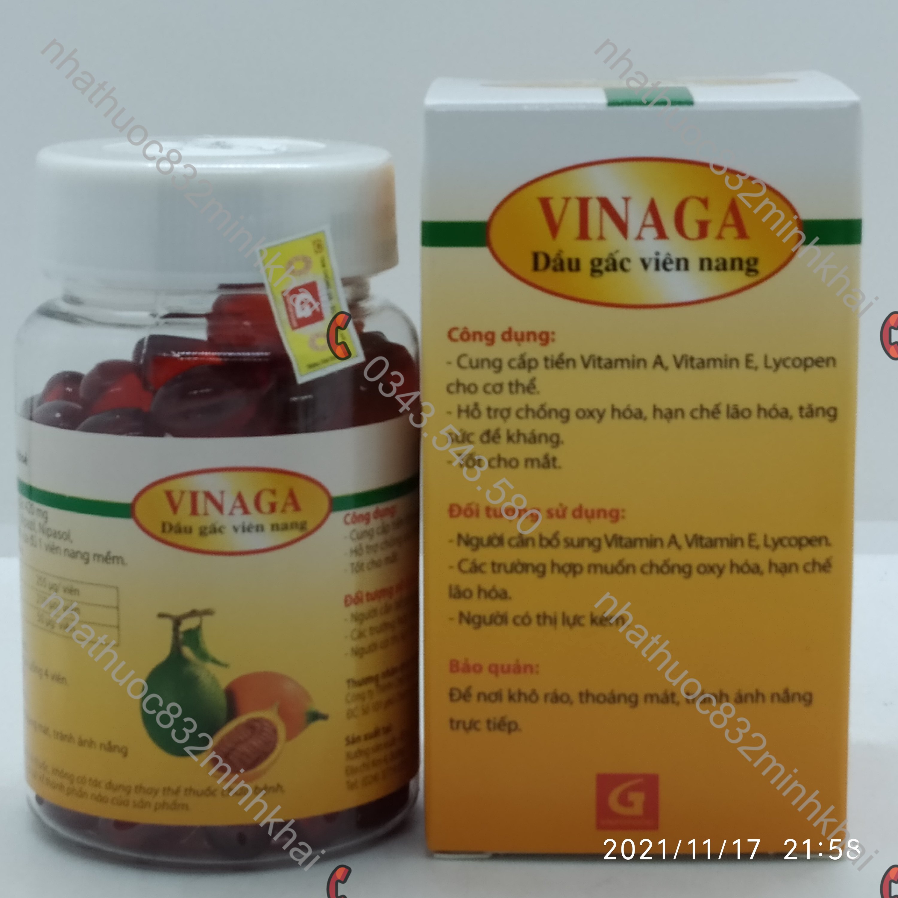 VINAGA Dầu gấc viên nang 100 viên