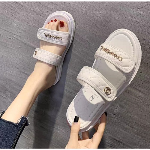 Dép bánh mì quốc dân - Dép bánh mì Dép lê da mịn quai 2 cầu trần chỉ mũi tròn đen trắng khuy siêu xinh