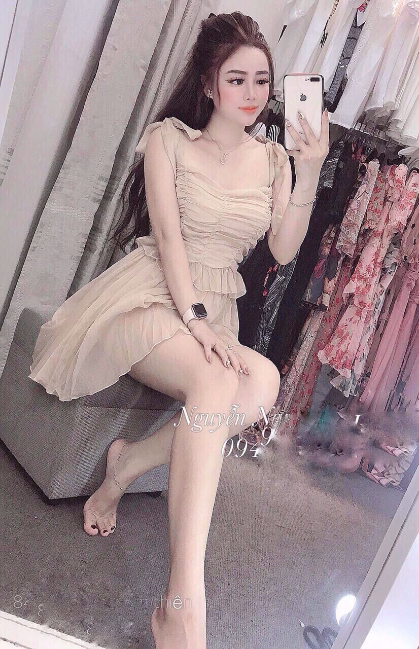 [HCM]Đầm nữ nhúng eo cột nơ vai