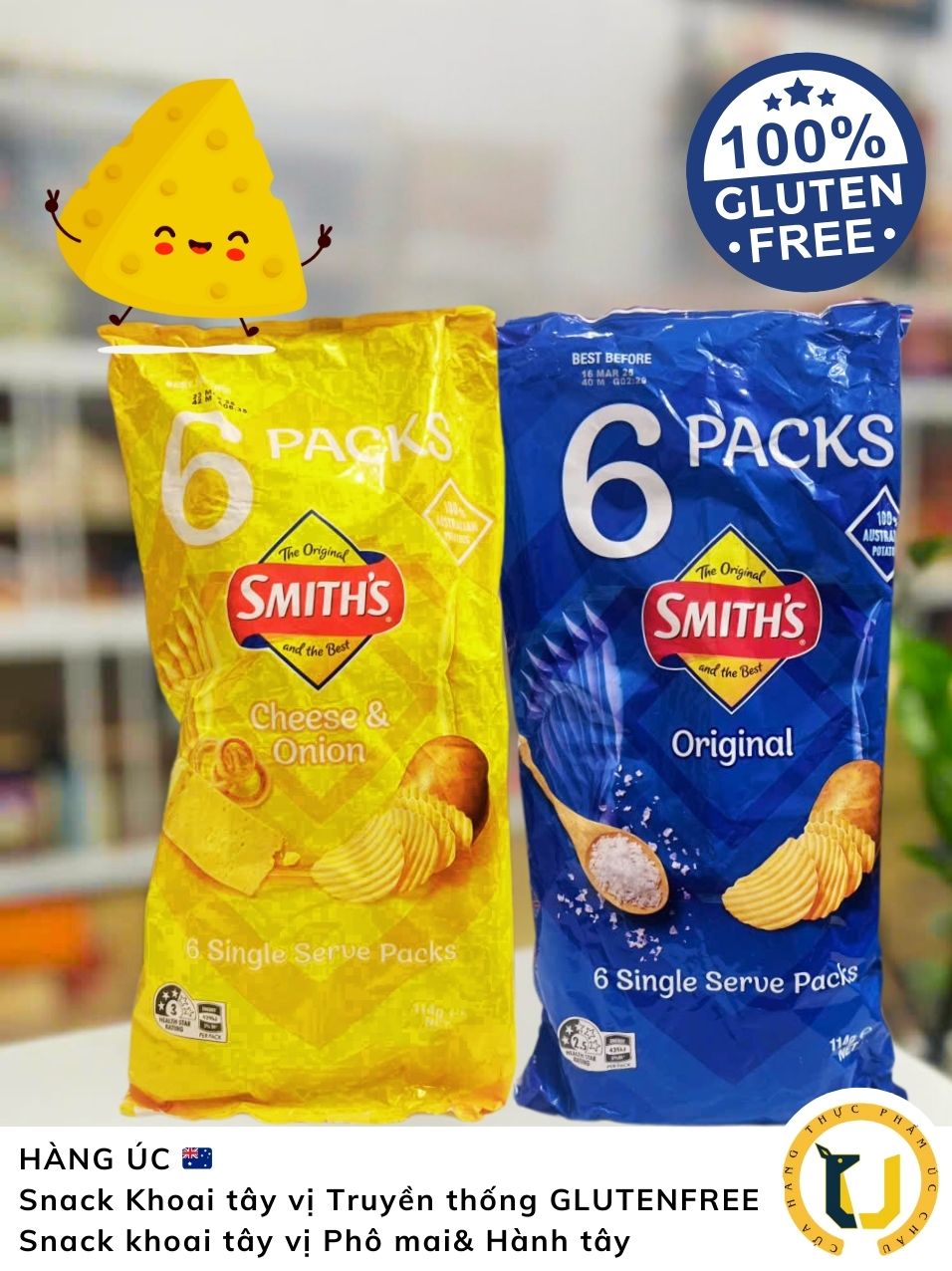(HÀNG ÚC) Snack hình chuột túi biểu tượng JUMPY’S gói to gồm 5 gói nhỏ chia sẻ