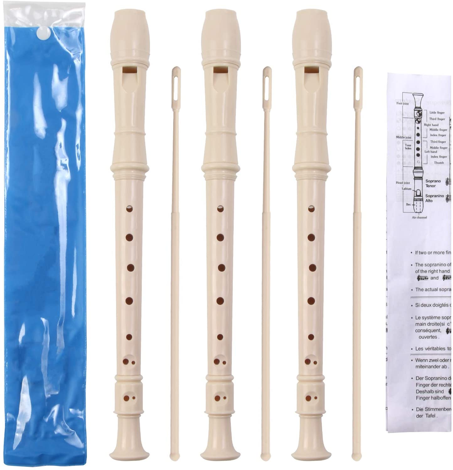 Sáo Dọc Recorder Tone C (Đô) Soprano - Hệ thống Baroque, Dạng thẳng