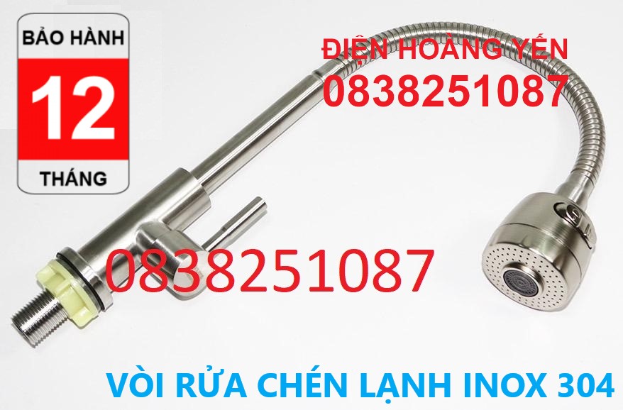 [HCM]Vòi rửa chén lạnh Inox SUS 304 cần lò xo. Chất liệu inox 304 bền chắc không hoen gỉ. Sản phẩm chống bám bẩn dễ làm sạch luôn bóng đẹp đảm bảo vệ sinh. CL2019
