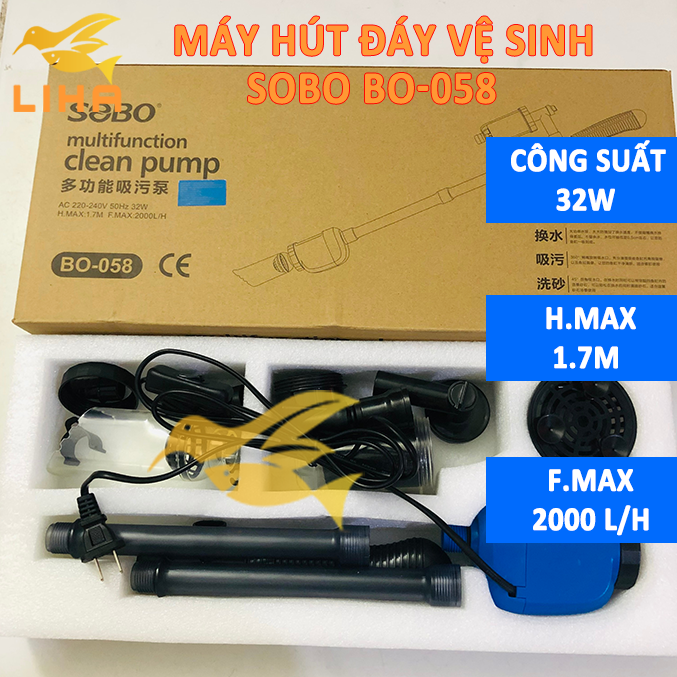 Máy Hút Cặn Sobo BO028 BO058 - Máy Hút Vệ Sinh Tích Hợp Đầu Bơm Bể Cá