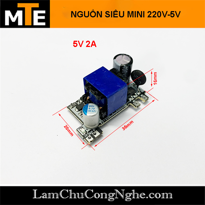 Mạch nguồn hạ áp mini 220V - 5V 1 hàng chân 700mA, 1A, 2A... thích hợp cho các dự án IOT