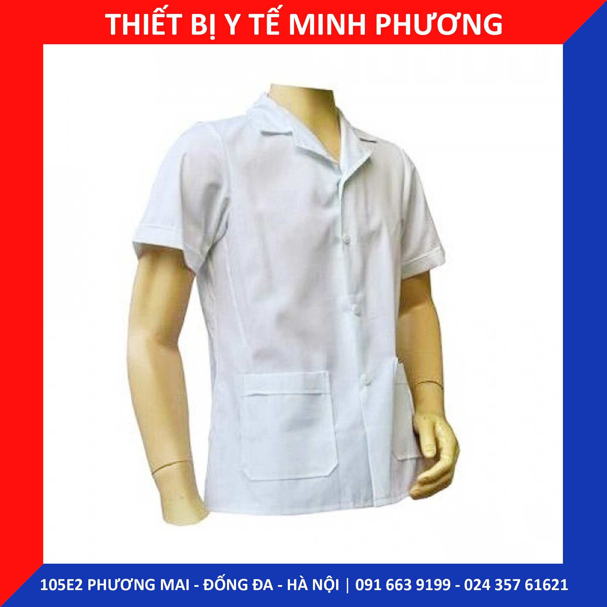 Áo Blouse bác sĩ dáng ngắn - tay cộc nam, nữ các size
