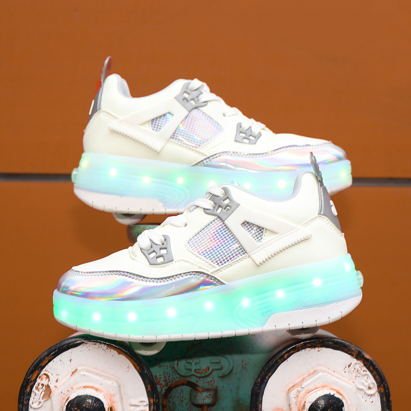 Trẻ em giày hai bánh trẻ em có thể sạc lại Skate Con lăn dẫn Giày với chuyển đổi trẻ em bánh xe Giày trẻ em thể thao con lăn tấm thạch c