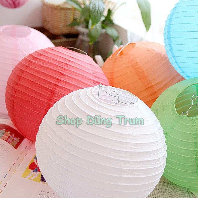 Đèn Lồng Tròn giấy lụa đủ màu sắc trang trí Tết, decor Trung Thu siêu đẹp