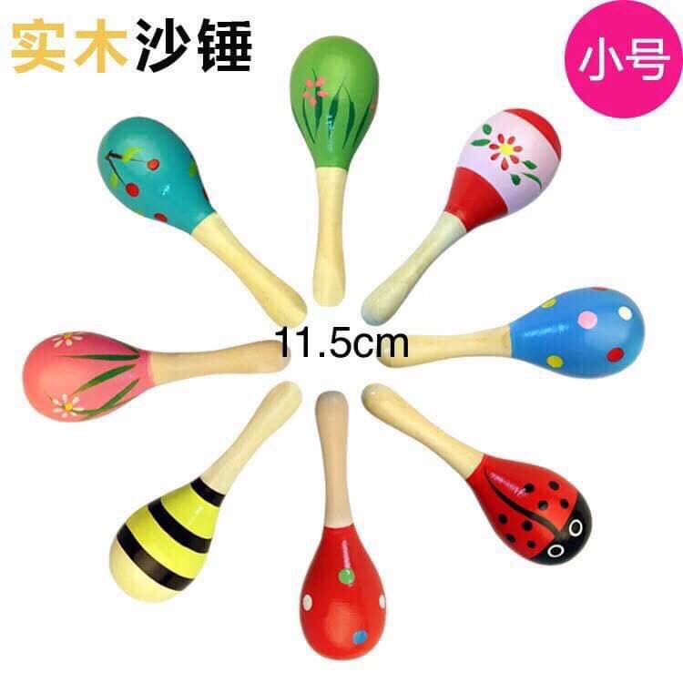 Lục lạc gỗ tròn tập cầm nắm size bé