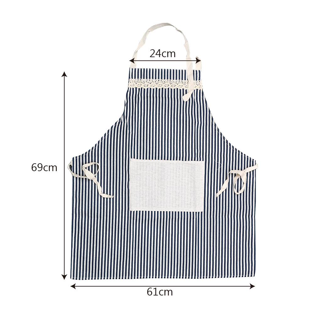 Kitchen Striped Apron For Home Restaurant Pinafore Cooking Accessories Baking Dress Adjustable Cotton Cloth