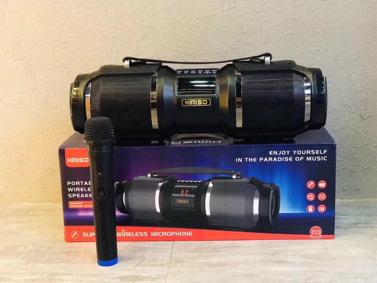 Loa bluetooth kèm míc hát micro karaoke KIMISO T1s