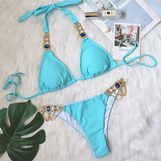 Bikini tam giác đính đá siêu xinh (5 màu)