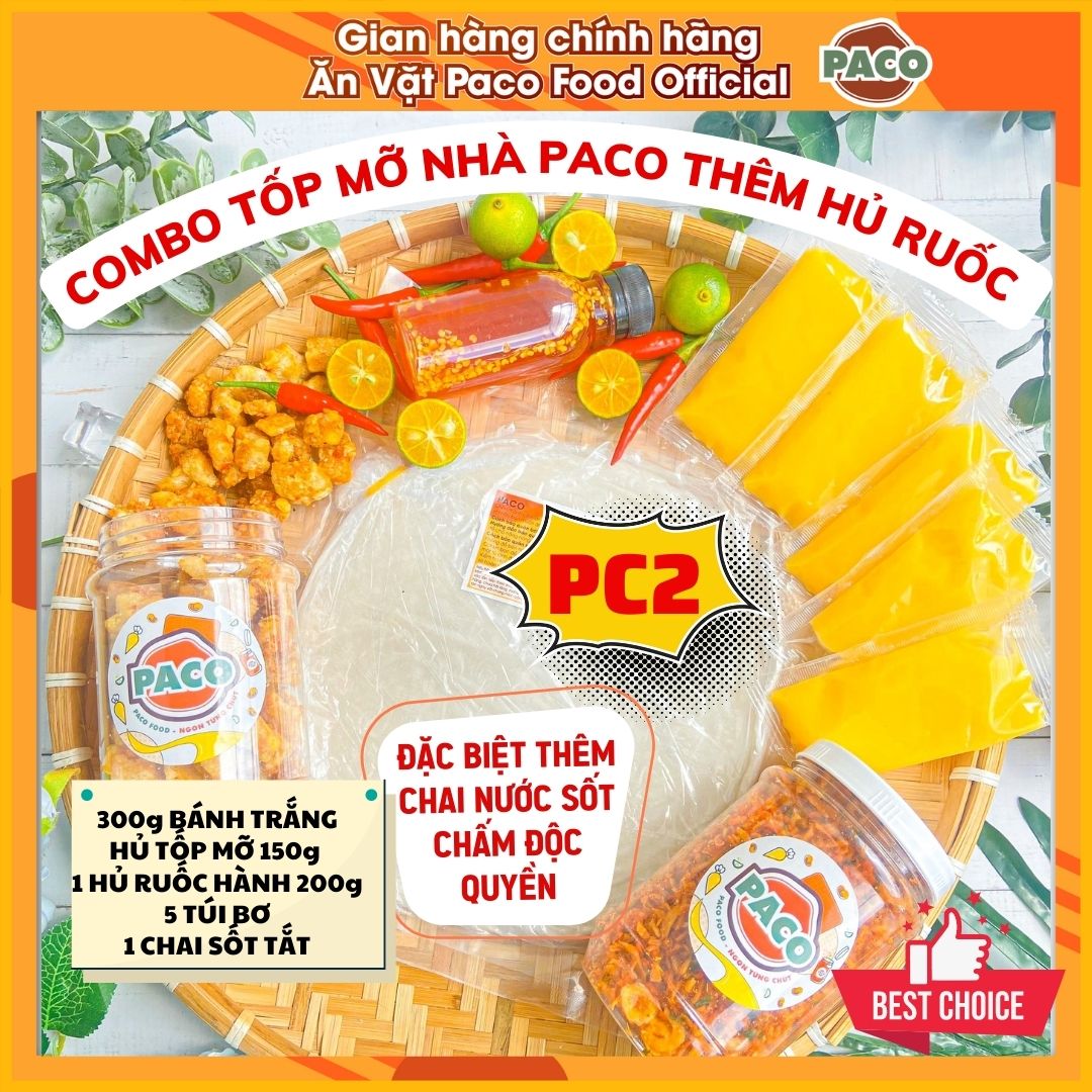 Combo bơ phô mai PACO FOOD kèm bánh tráng phơi sương muối ruốc hành phi cùng tuýp bơ siêu béo sốt tắc tốp mỡ mắm tỏi độc quyền nhà Paco Food