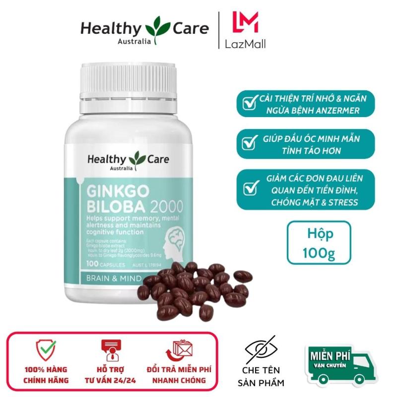 Viên uống bổ não Healthy Care Ginkgo Biloba 2000mg, 100 viên nhập khẩu