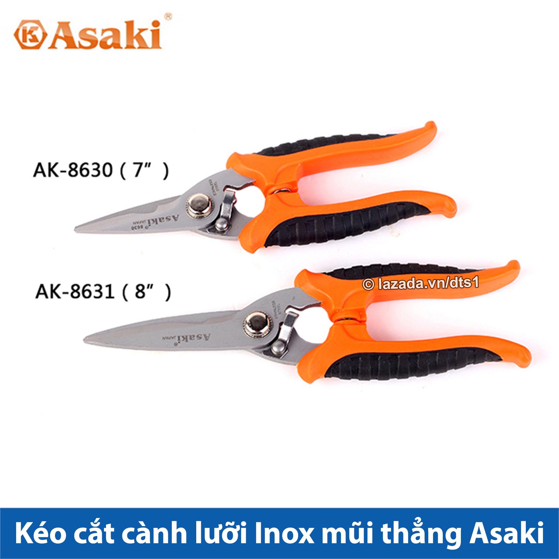 Kéo cắt cành, tỉa cành lưỡi Inox - mũi thẳng Asaki đa năng, kéo làm vườn chuyên nghiệp