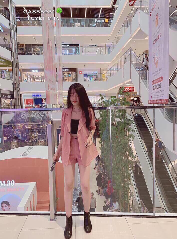 [HCM]Sét vest nữ ngắn 3 món cực xinh (quần đùi+áo ống+áo vest)