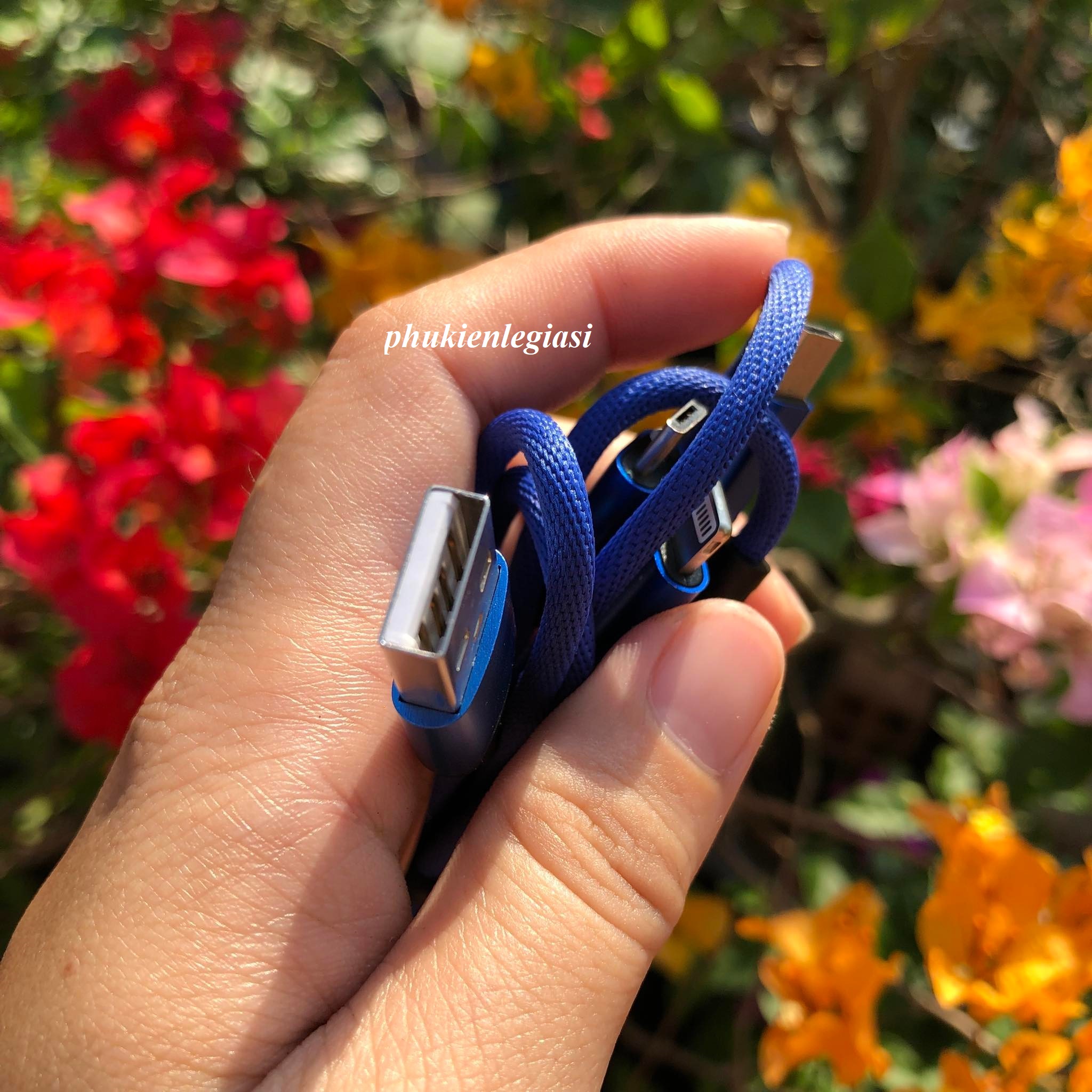 Cáp sạc dây dù 3 đầu Type C, Micro usb, Lightning(Iphone)
