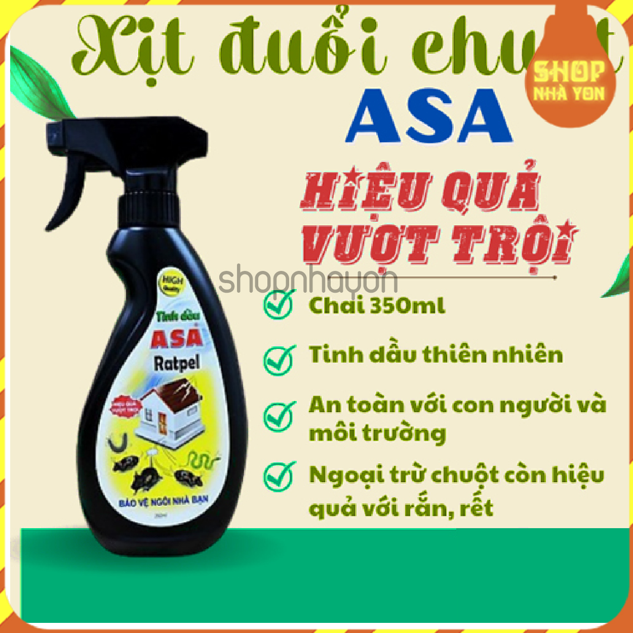 XỊT XUA ĐUỔI CHUỘT ASA RATPELL 350ML (XUA ĐUỔI CHUỘT , RẮN ,RẾT CỰC HIỂU QUẢ)