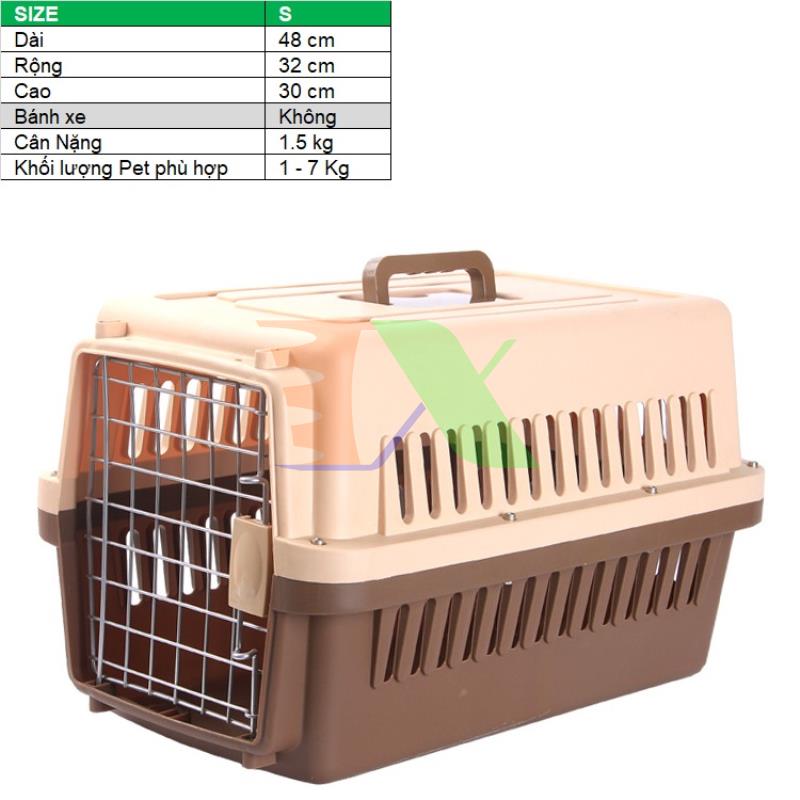 Transport cage pet (size S), aviation cage for dogs, cat (beige-brown)