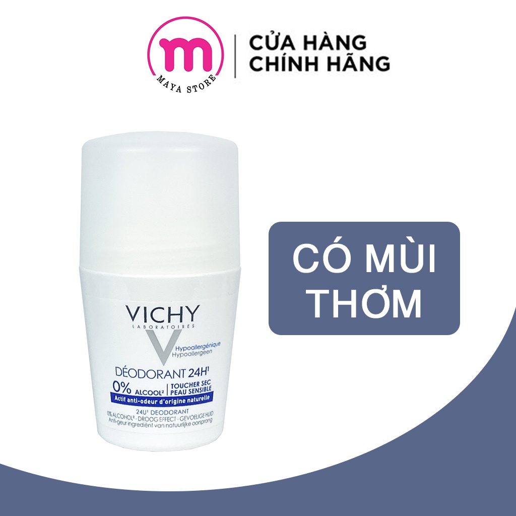 Lăn khử mùi cho bà bầu, mẹ bầu Vichy Deodorant 24h Toucher 50ml
